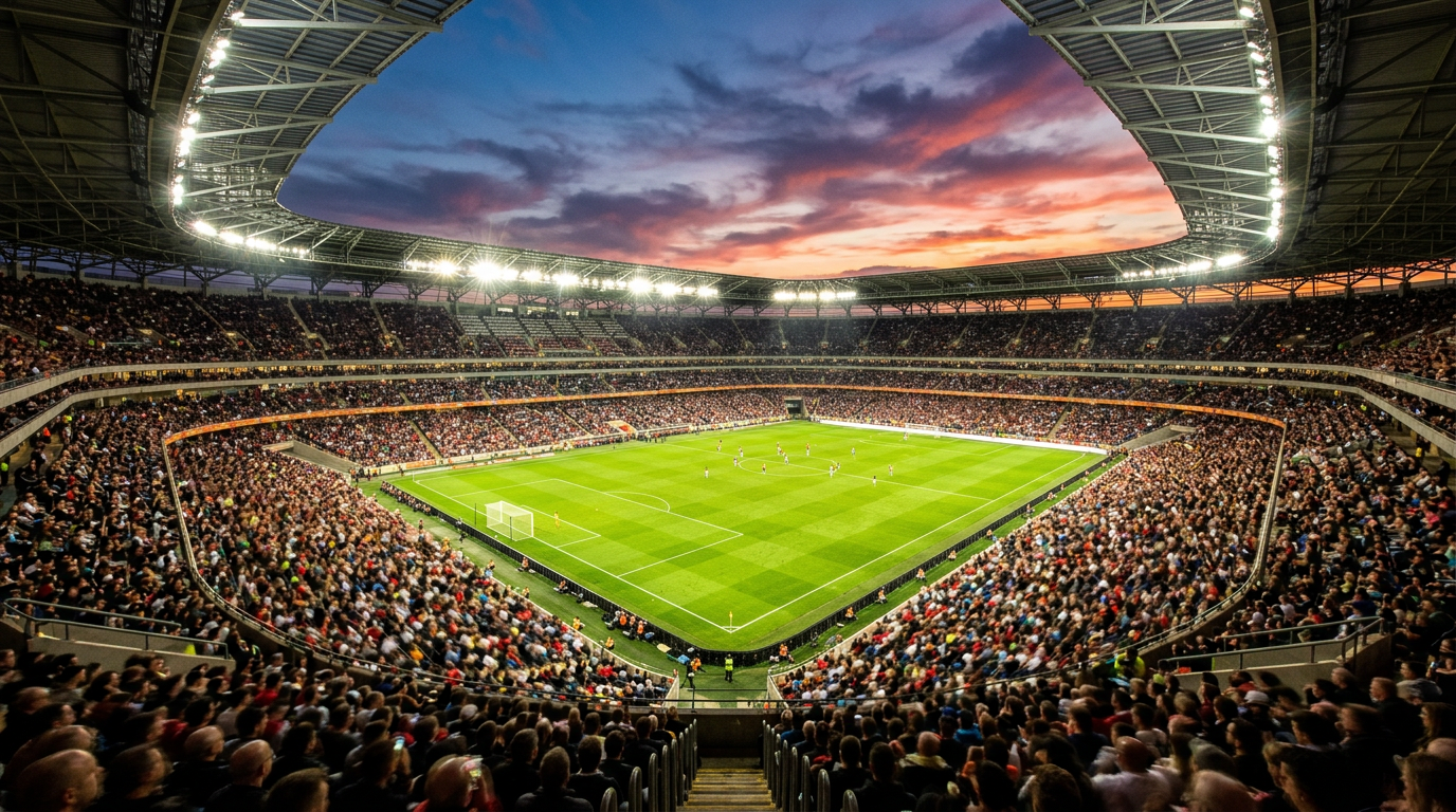Sports stadium at dusk representing event-based prediction markets