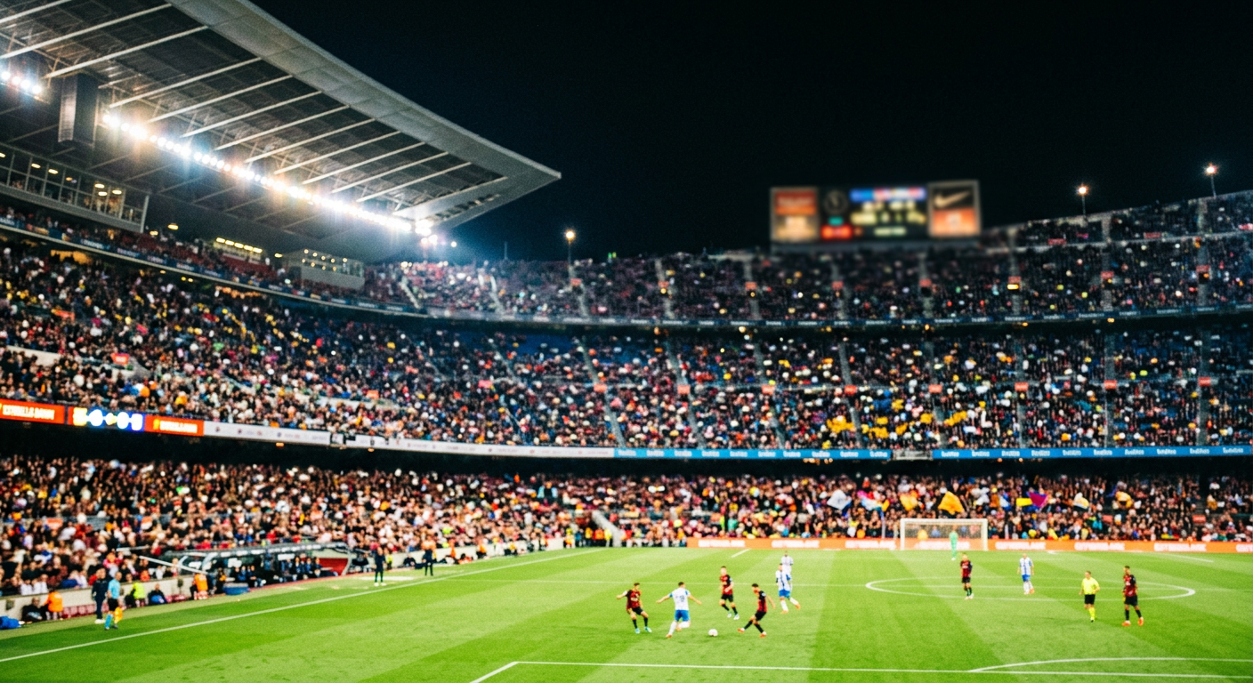 Sports stadium scoreboard and crowd blurred in background representing sports event contracts on prediction markets