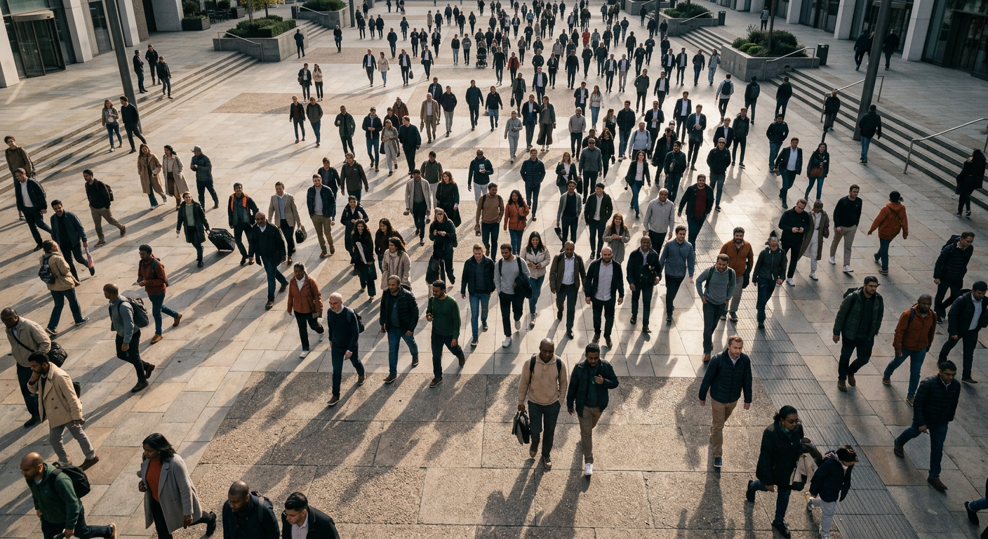 Crowd of people symbolizing collective decision-making that sets market prices