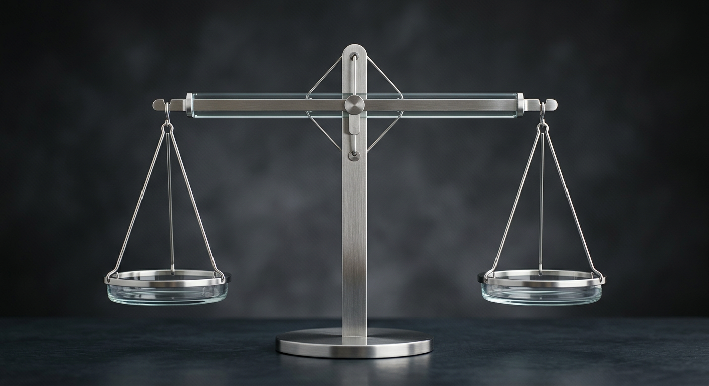 Scale balancing two sides representing yes and no contract probabilities