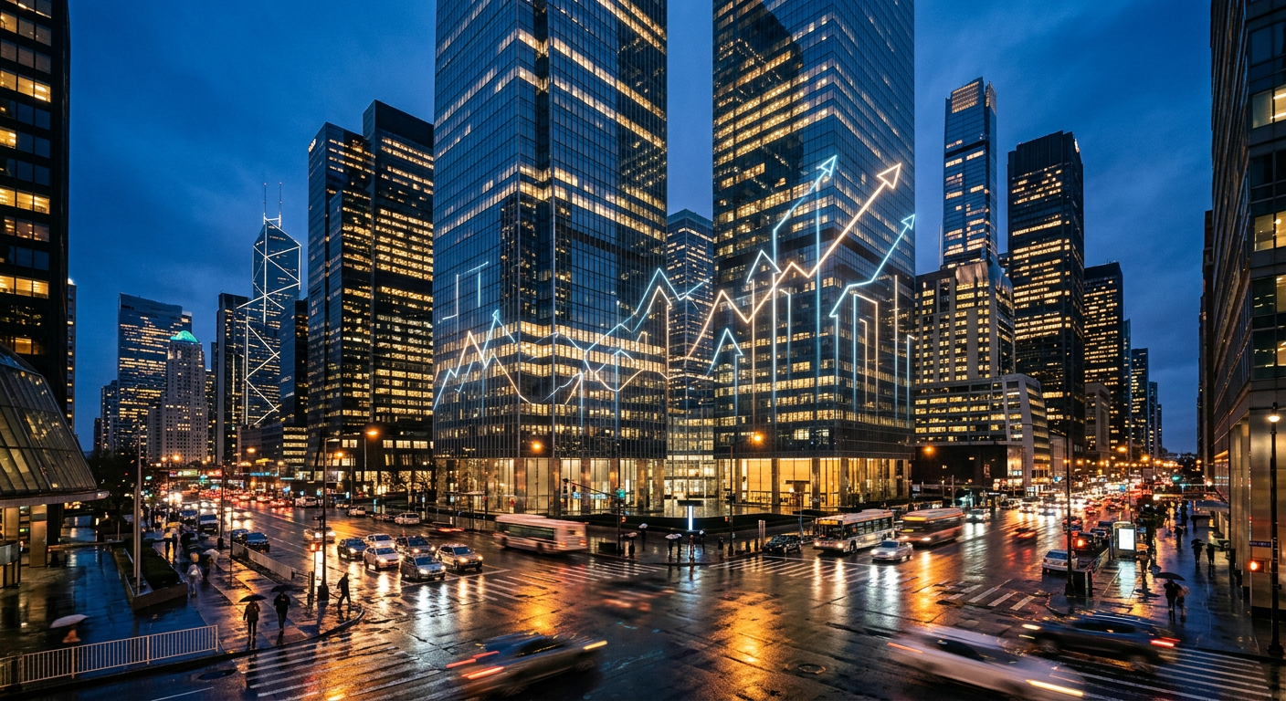 Financial district skyline symbolizing the rise of online betting and trading platforms