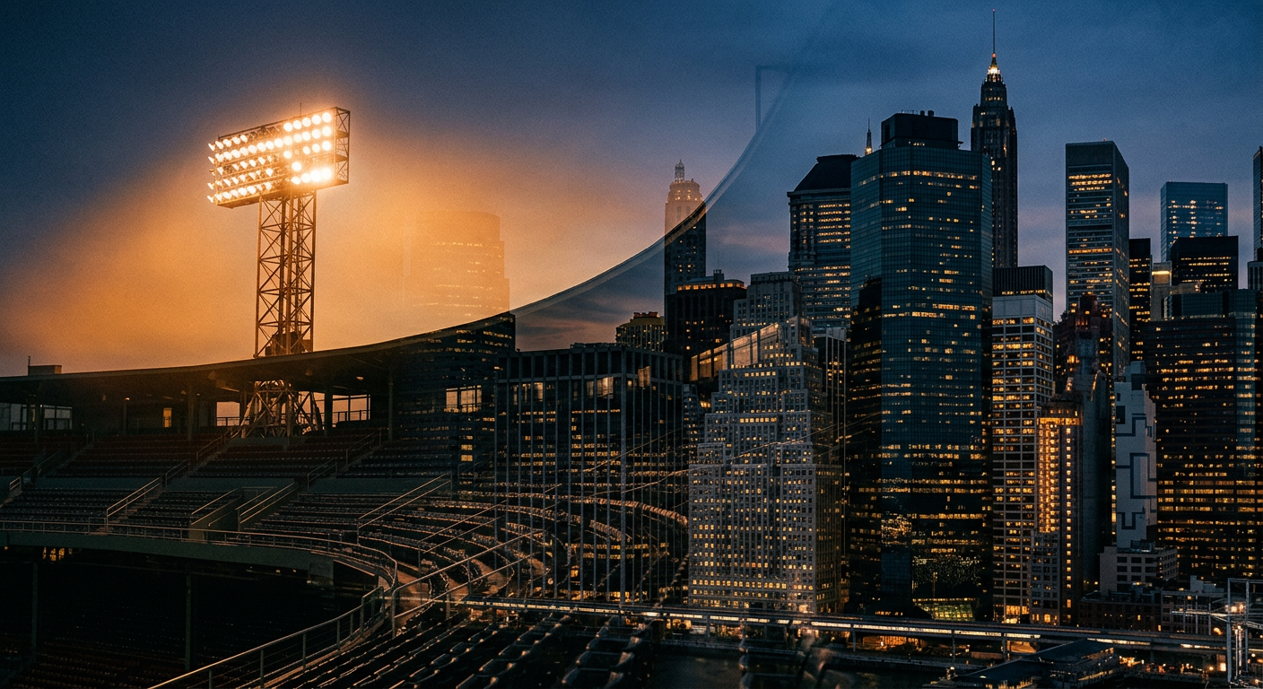 Split visual representing sports and finance intersecting in modern markets