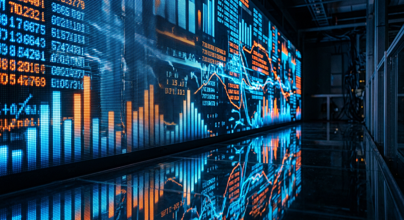 Abstract visualization of trading volume and probability data streams