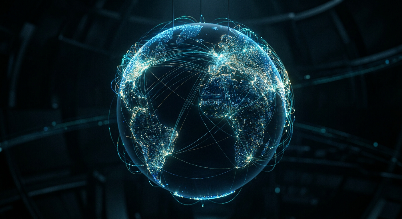 Digital globe with glowing data points representing global prediction markets