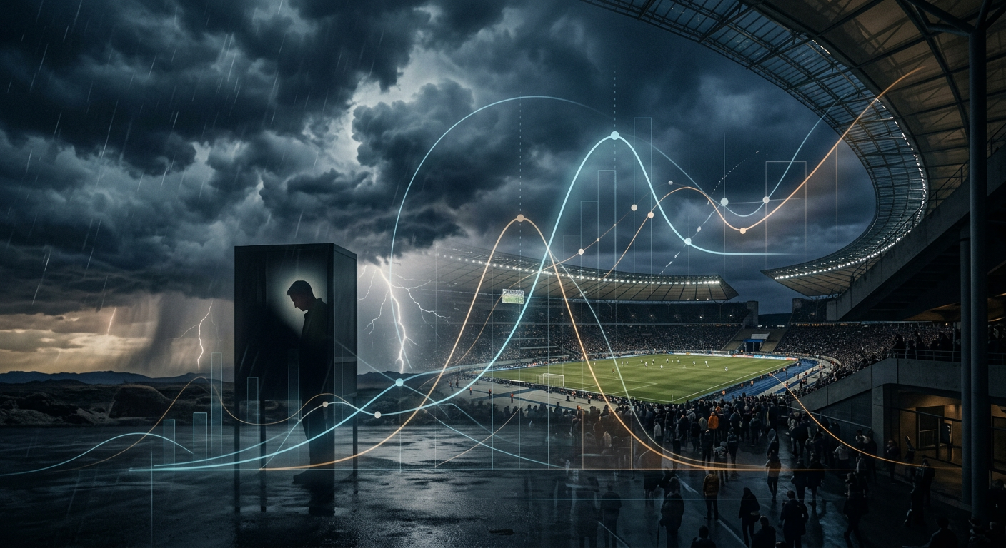 Weather and election icons blended abstractly to represent diverse prediction market topics