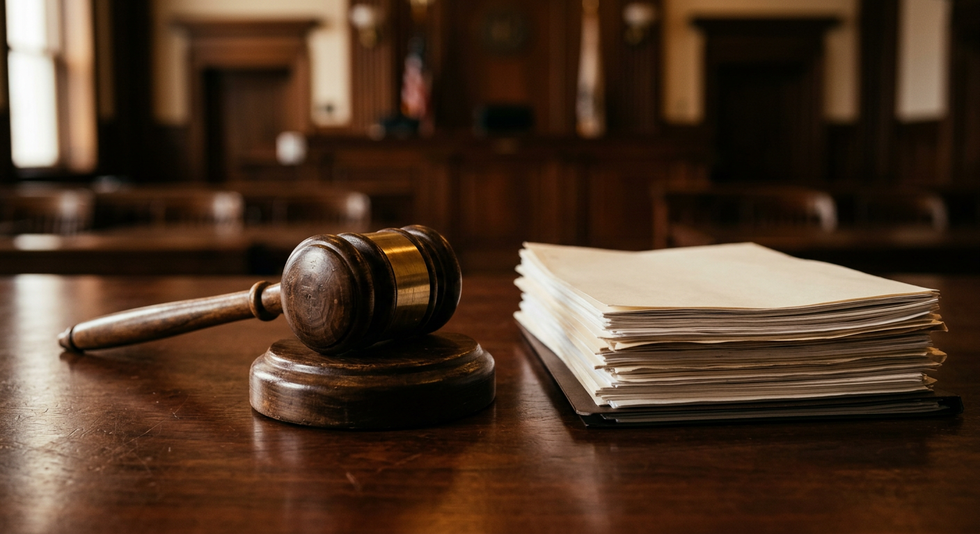 Judge's gavel and legal documents symbolizing a court injunction ruling