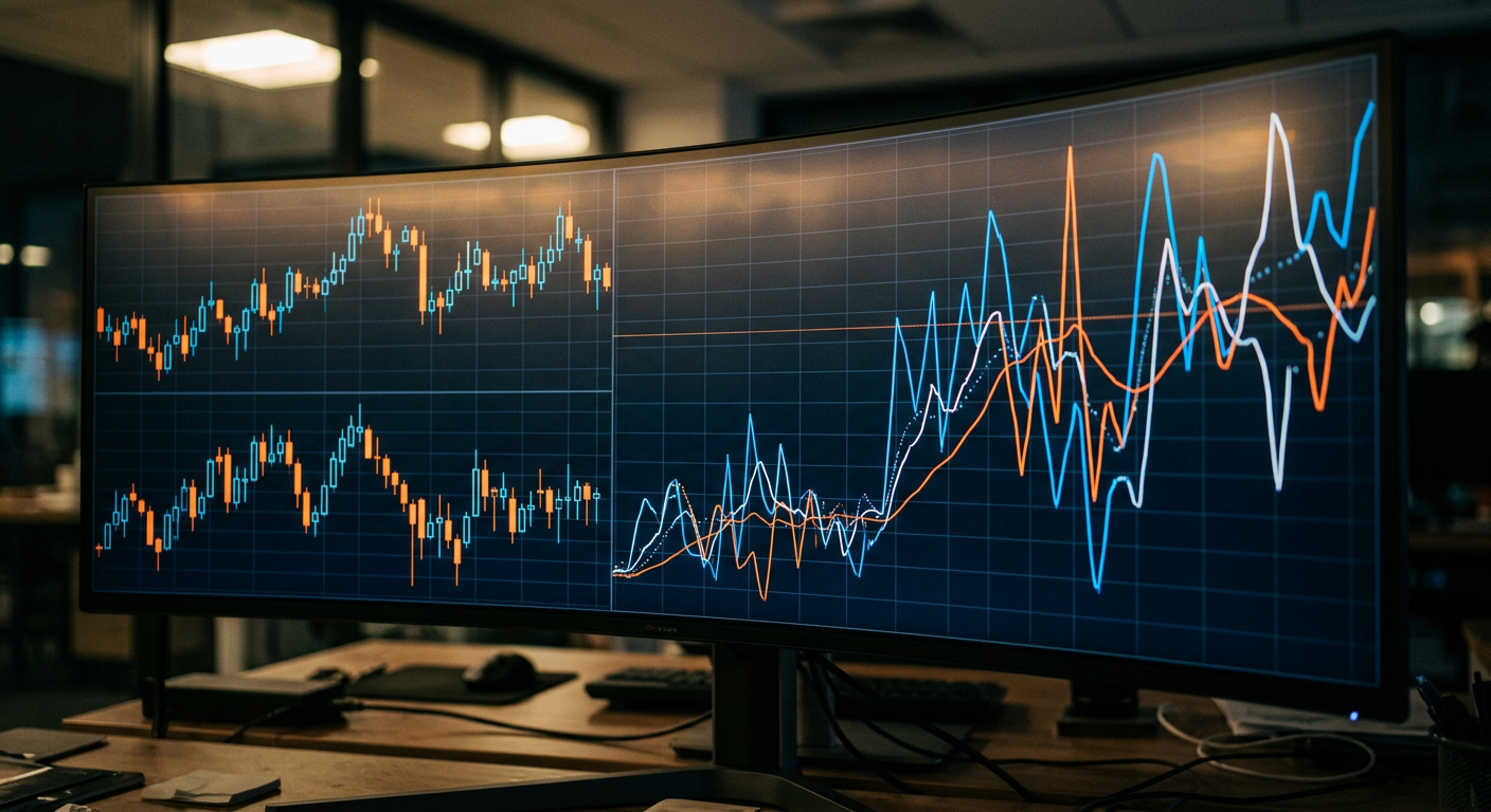 Close-up of financial data charts representing real-time market probabilities