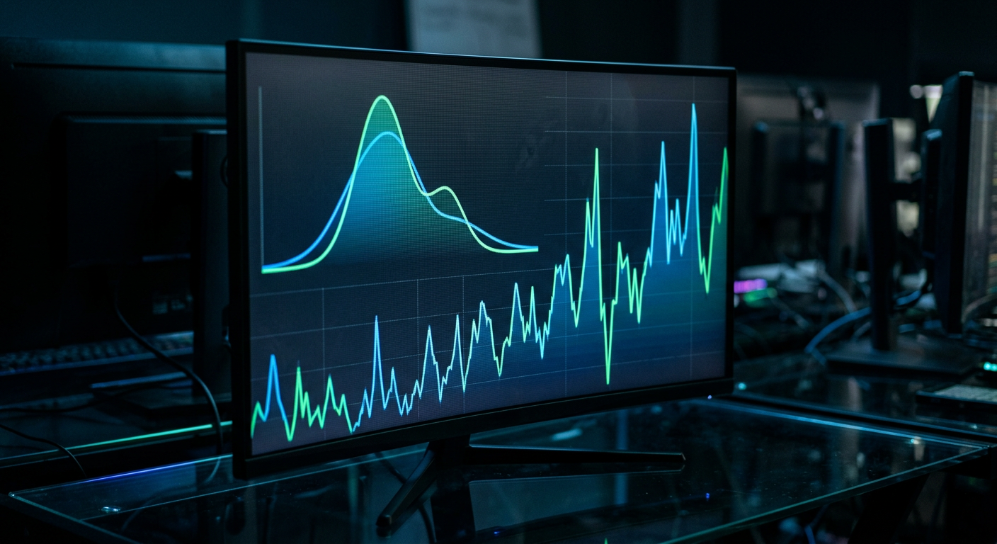 Close-up of a stock market probability chart showing percentage odds shifting over time