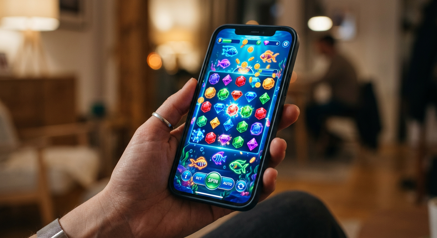 Smartphone screen showing colorful arcade-style game app interface