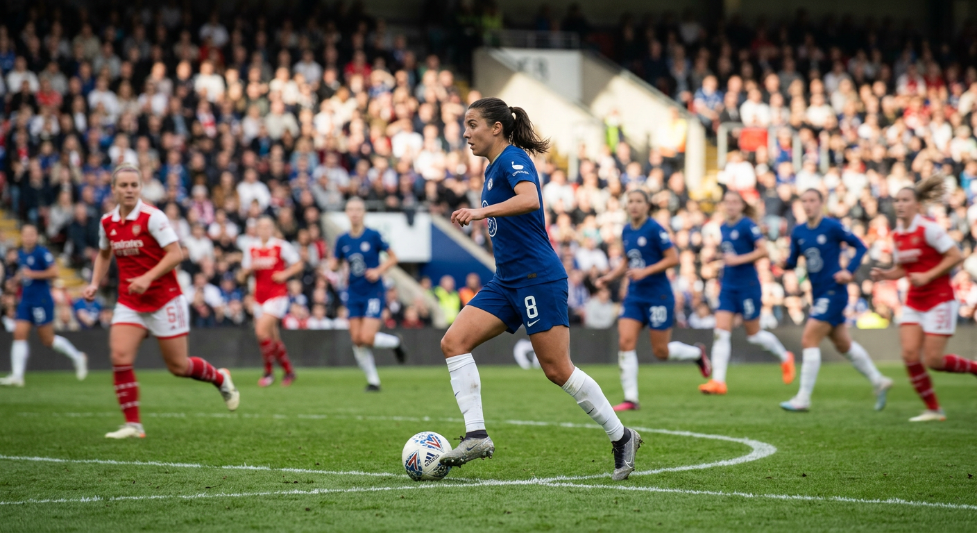Midfielder controlling the ball and looking to pass in the center of the pitch