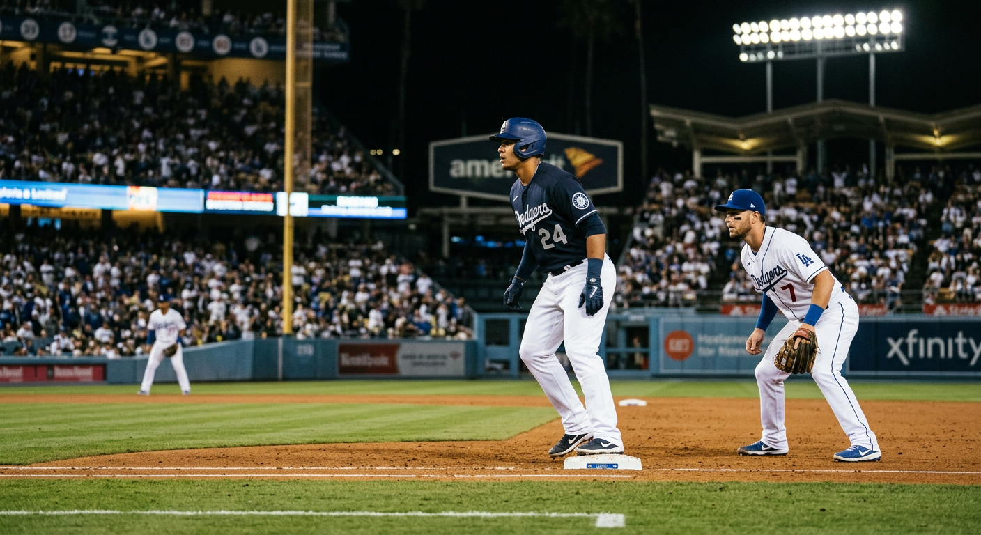 Runner standing on second base during extra innings