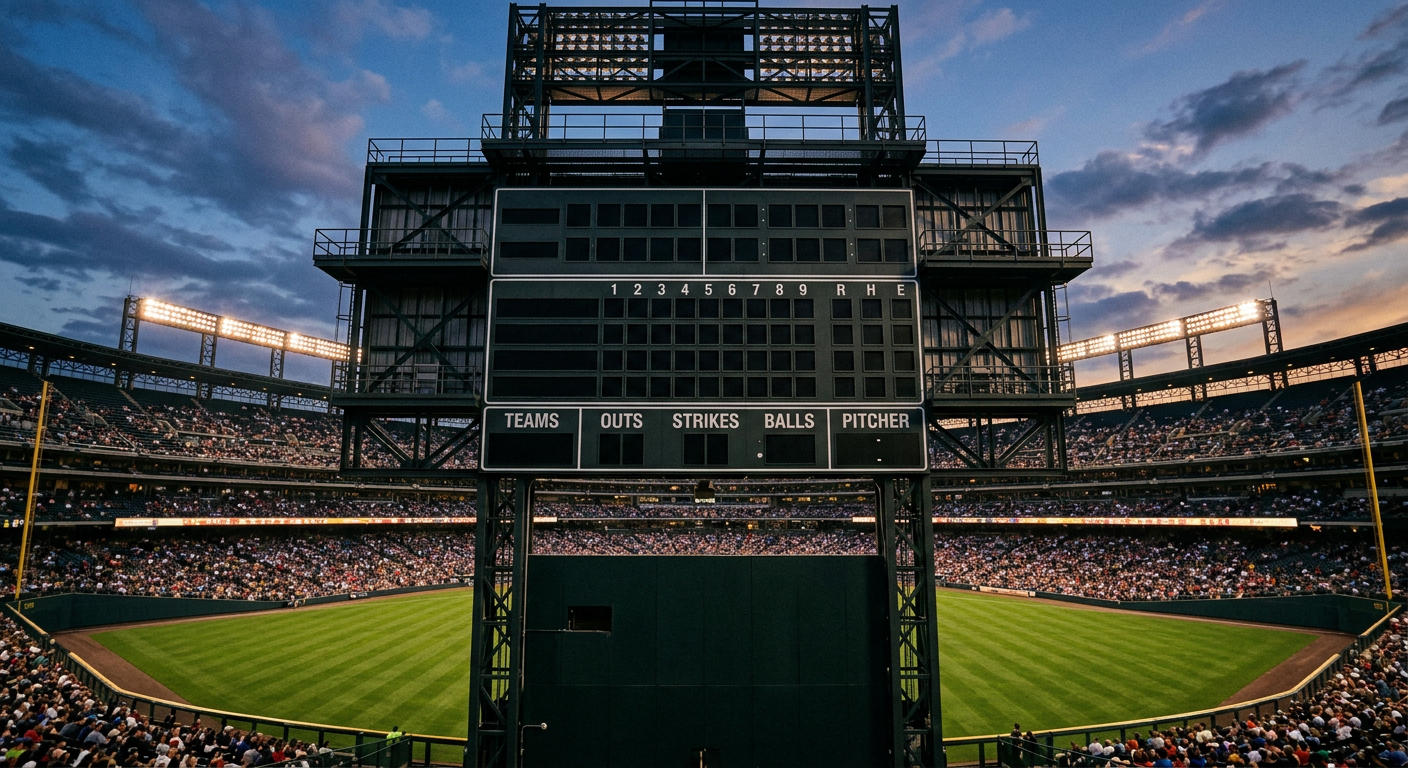 Scoreboard showing innings during a baseball game